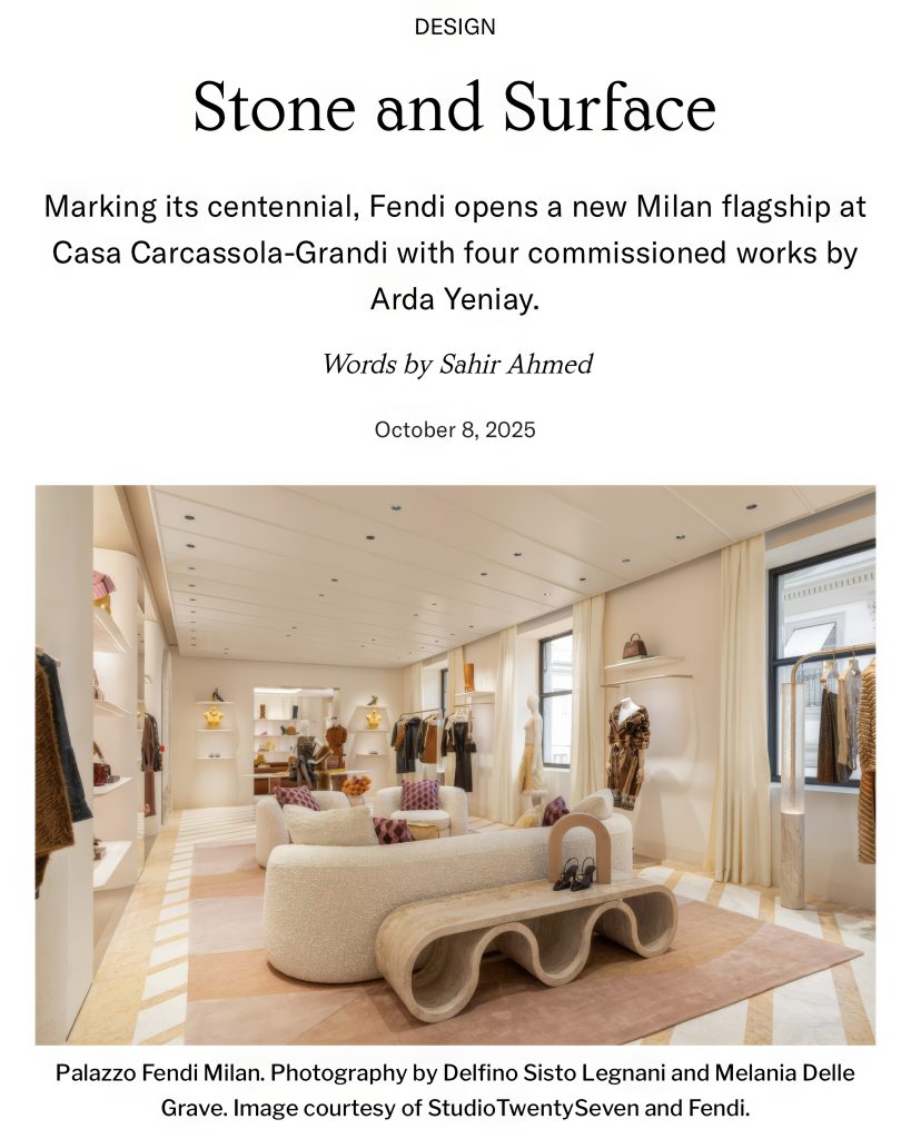 Stone and Surface interview opening and Palazzo Fendi Milan interior.