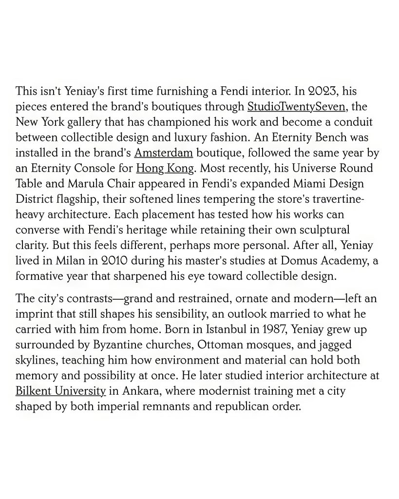 Family Style interview on Arda Yeniay’s Fendi collaborations and design background.