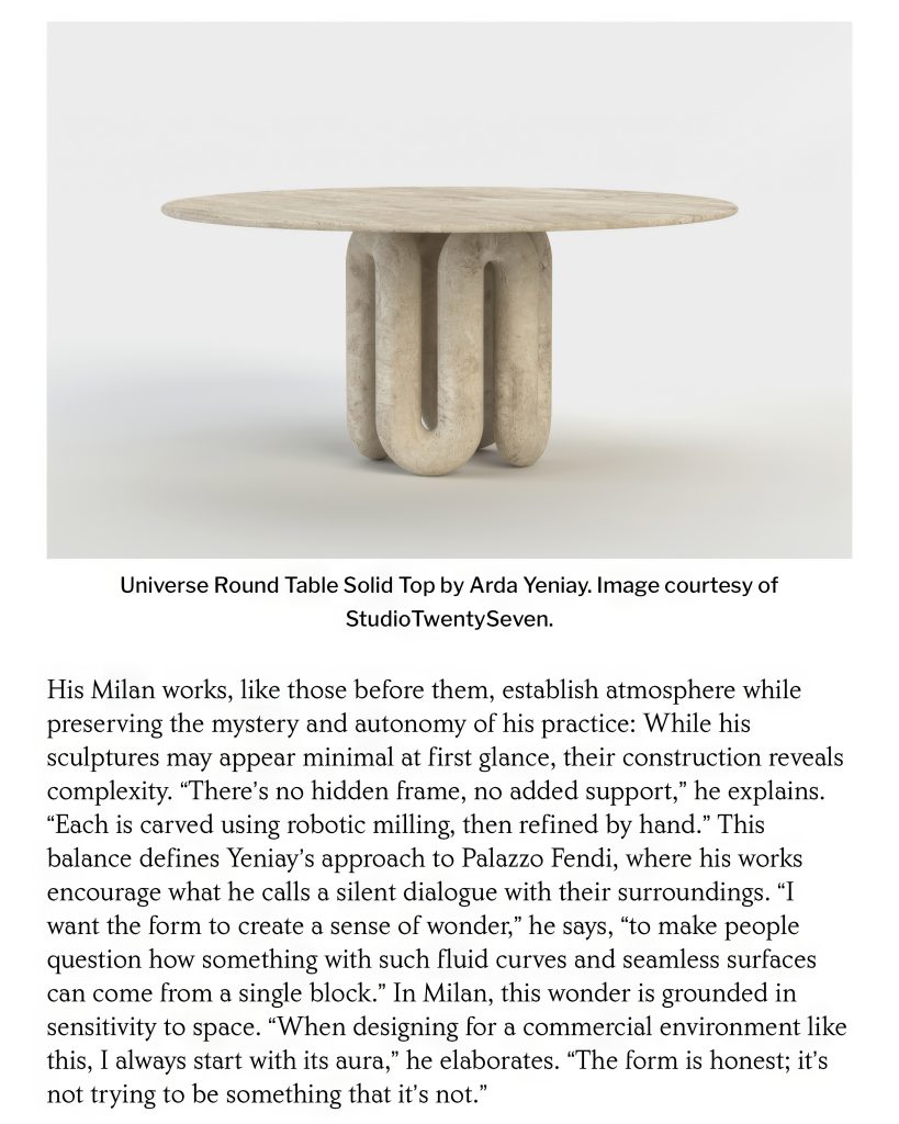 Universe Round Table Solid Top and the concluding interview page.